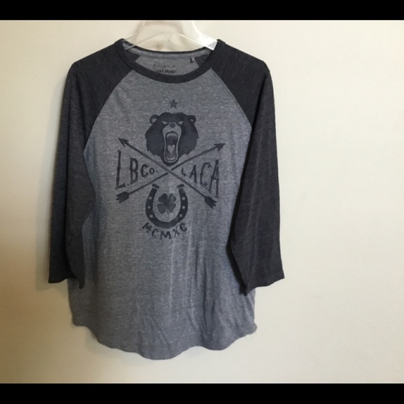 Lucky Brand Other - LUCKY BRAND gray bear raglan sleeve tee XL